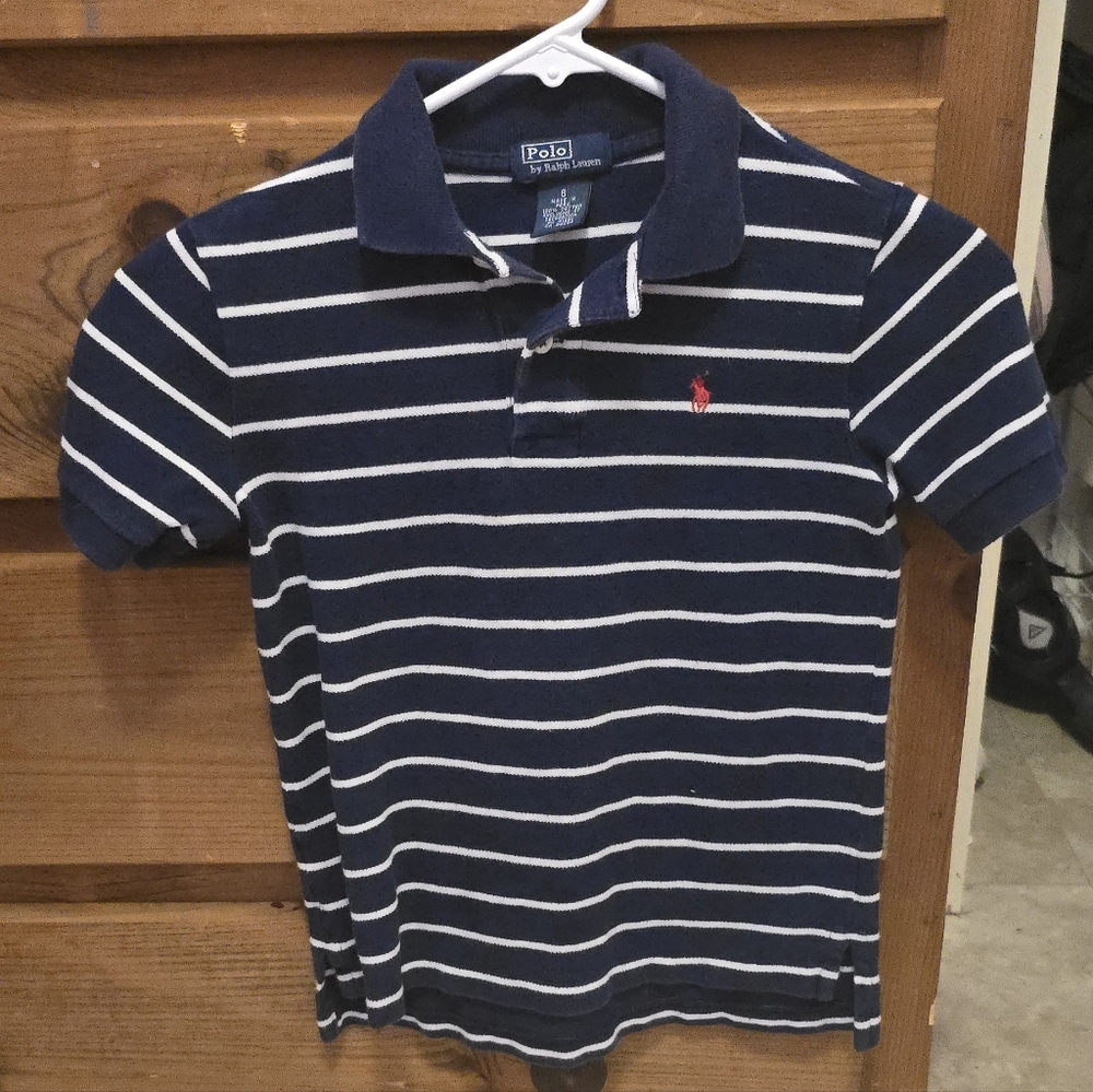 Boys (6) Ralph Lauren Navy striped Polo Shirt